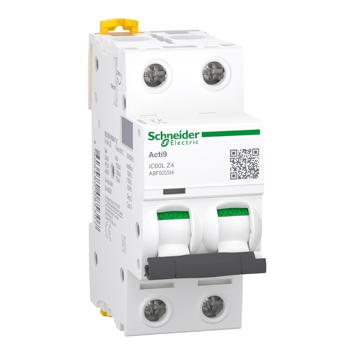 Minyatür devre kesici, Acti9 iC60L, 2P, 4 A, Z eğrisi, 15000 A (IEC 60898-1), 100 kA (IEC 60947-2)