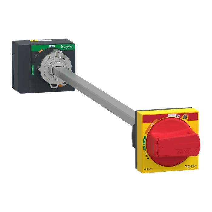 uzatılmış yönlendirme kolu, ComPacT NSXm, sarı ön yüz üzerinde kırmızı kol, mil uzunluğu 200 ila 600 mm, IP54 main product photo