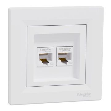 Asfora – İkili RJ45 Cat5e UTP, Çerçeveli – Beyaz