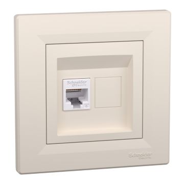 Asfora – Tekli RJ45 Cat6 UTP, Çerçeveli – Krem