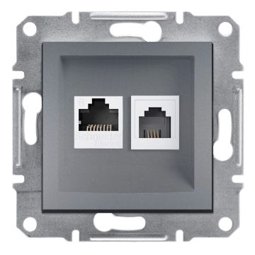Asfora – RJ45 Cat6 UTP + RJ11 Priz – Çelik