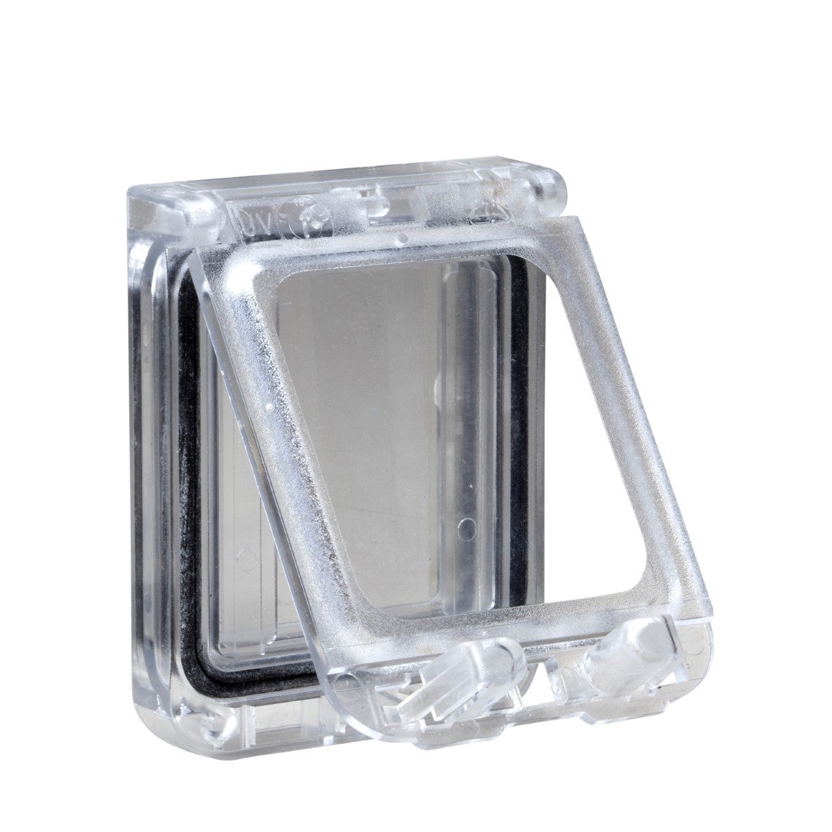 Plastic window with hinged transparent cover, L78xW95xD15mm.